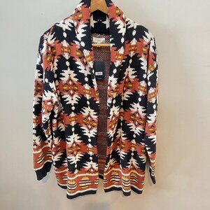 NEW Lucky Brand Womens‎ Aztec Cardigan Sweater L/G Cotton & Acrylic